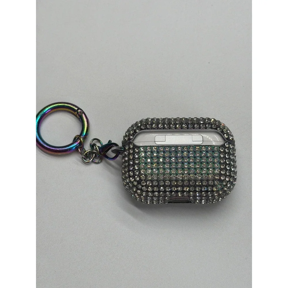 Sparkling Rhinestone Airpods‎ Pro Case Cover with Keychain Rainbow